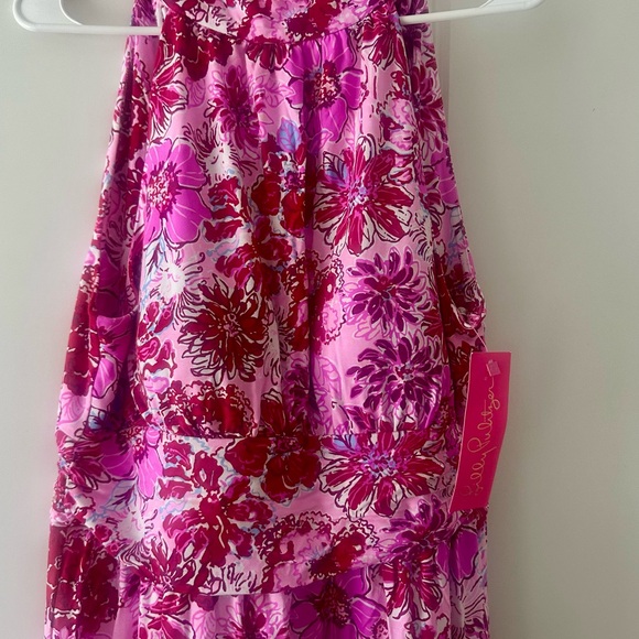 NWTLilly Pulitzer Wyota Halter Maxi Dress–Pink Floral-Beach Vacation Resort Wear - Picture 6 of 9